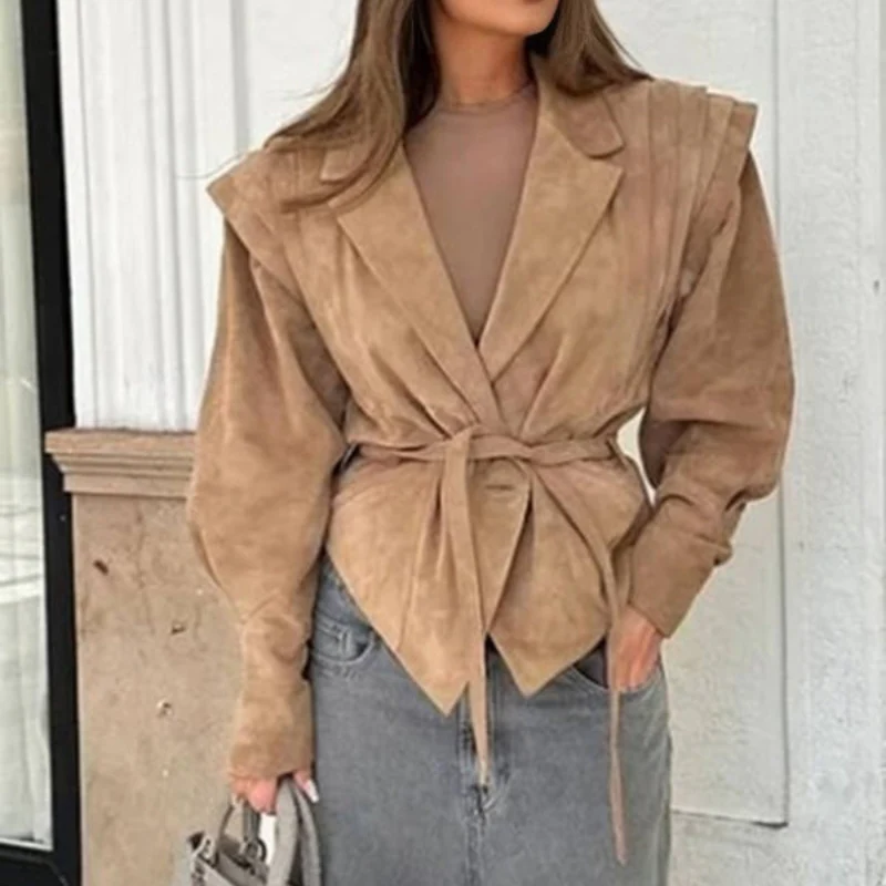 Veste femme col revers avec ceinture ajustable - Image 2
