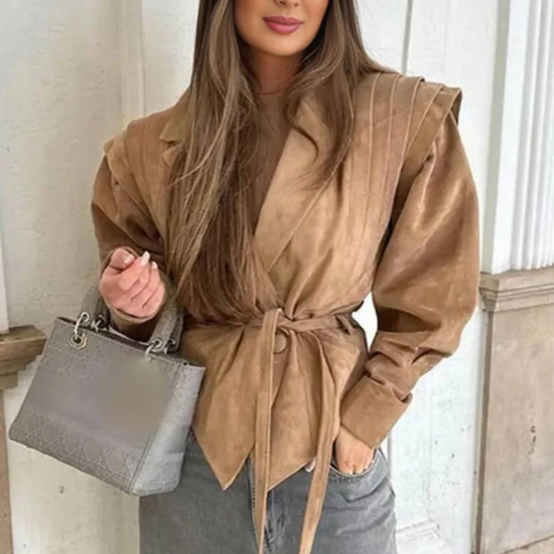 Veste femme col revers avec ceinture ajustable - Image 3