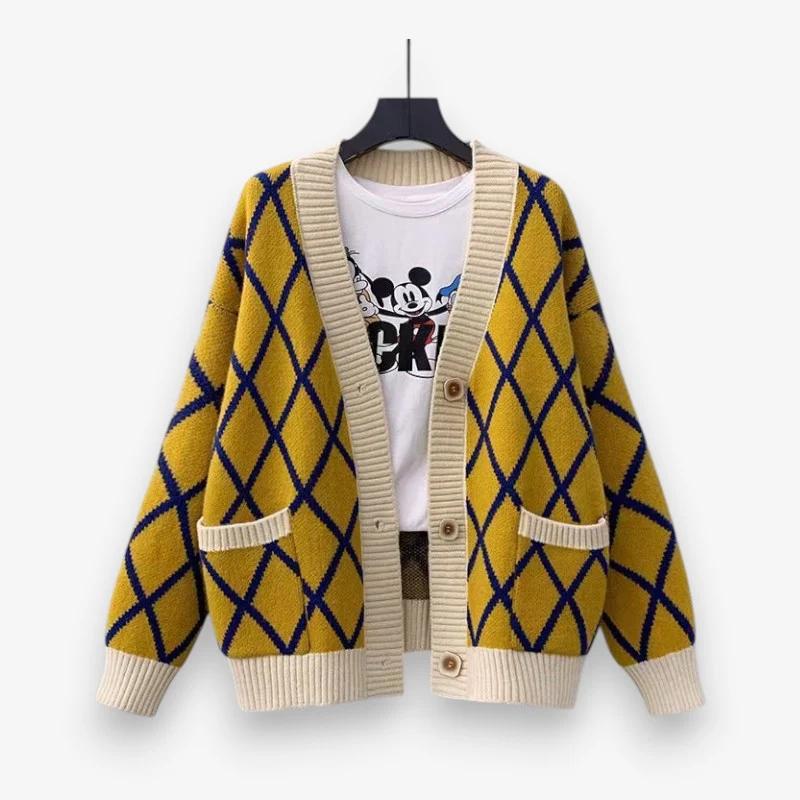 Jennifer – Gilet à carreaux boutonné avec poches