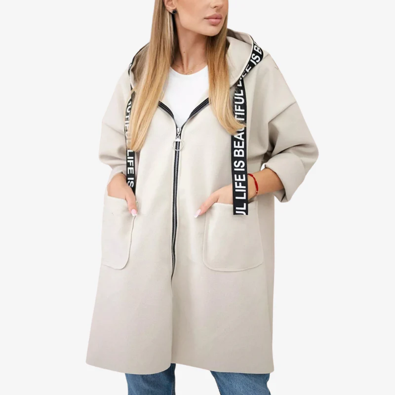 Joanna – Veste à capuche zippée, manches longues et poches