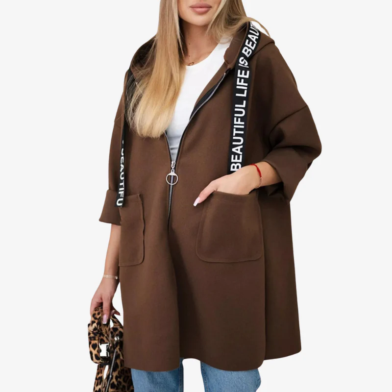 Joanna – Veste à capuche zippée, manches longues et poches - Image 3