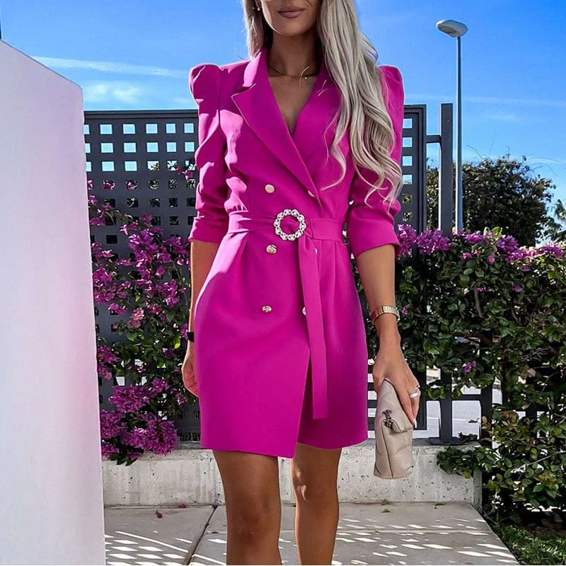 Jofiya - Robe chic manches longues Ceinture à la taille, coupe décontractée - Image 5