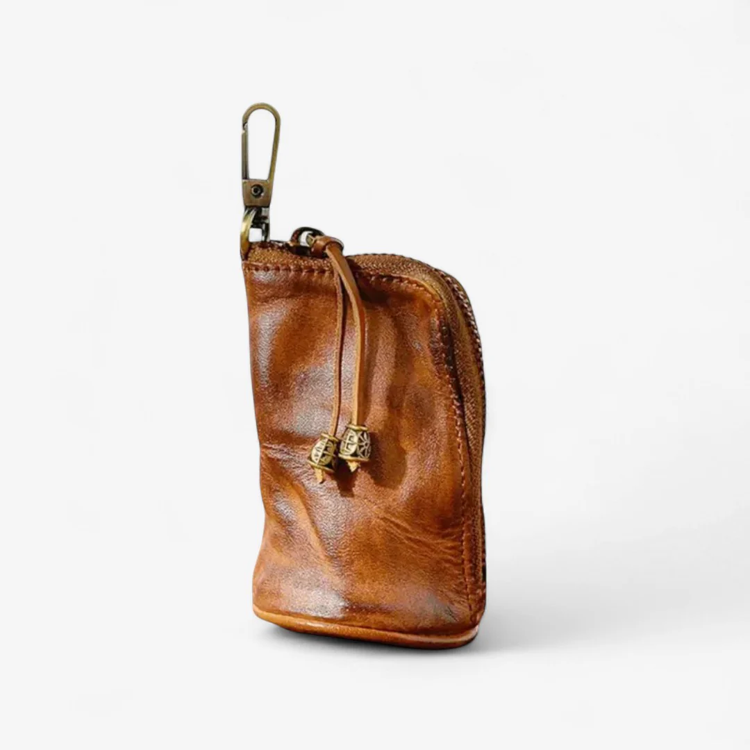 Porte-clés portefeuille en cuir avec fermeture éclair & compartiments - Image 3
