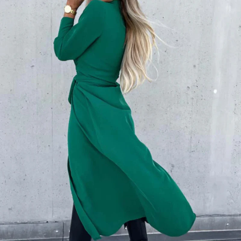 Robe femme manches longues coupe ample avec ceinture réglable - Image 6