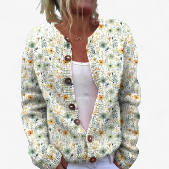 Johanne – Cardigan imprimé à manches longues avec boutons