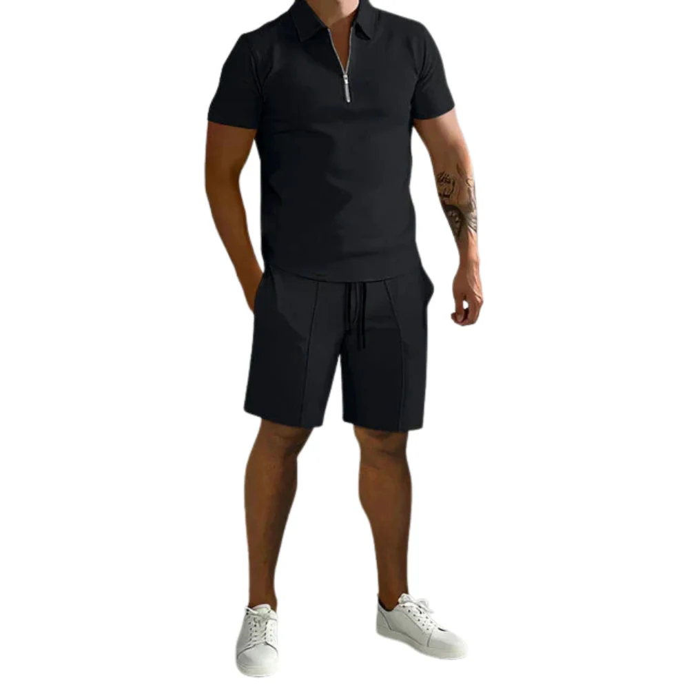 Ensemble Deux Pièces avec Chemise à Manches Courtes et Short à Cordon