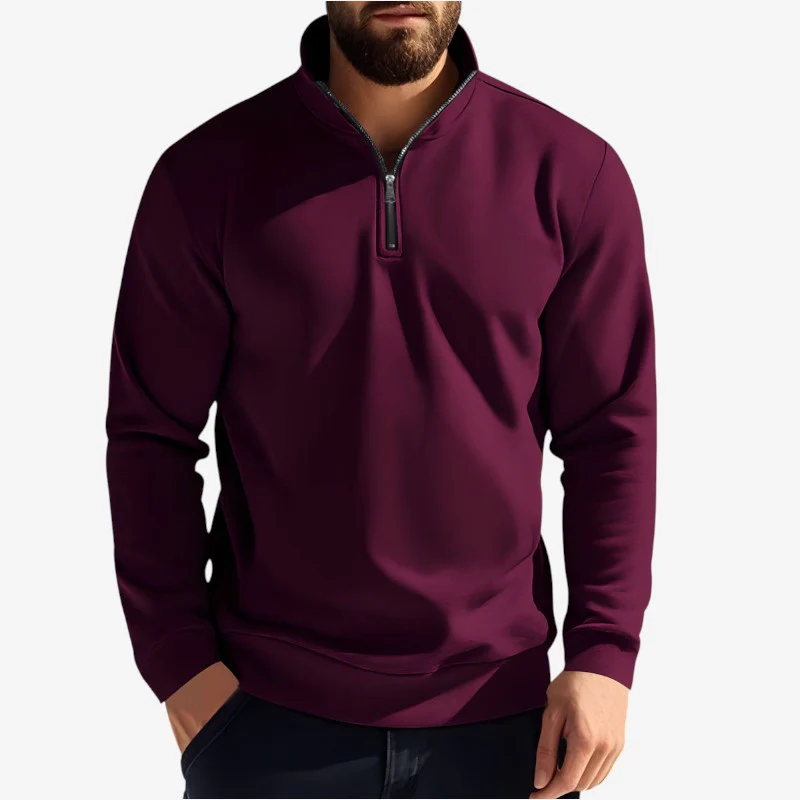 Pull homme manches longues col rond zippé - Image 7