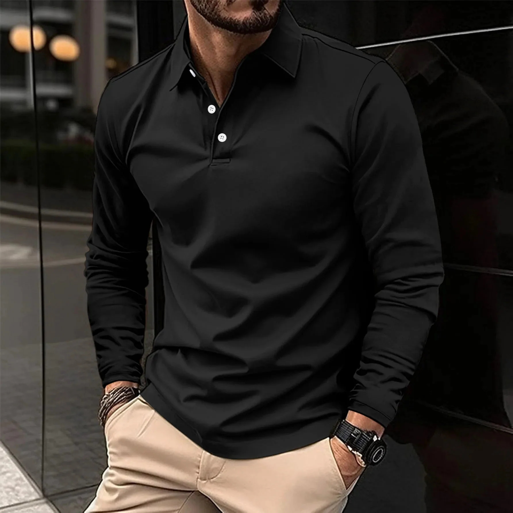 Chemise décontractée à manches longues avec col montant