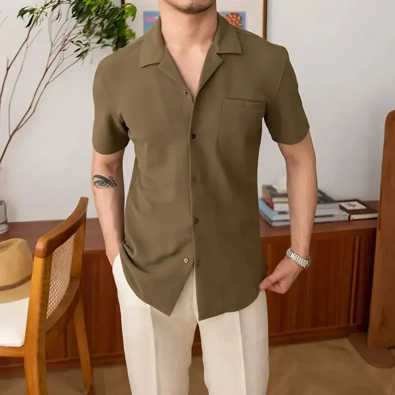 Chemise homme manches courtes col classique boutonnée - Image 3
