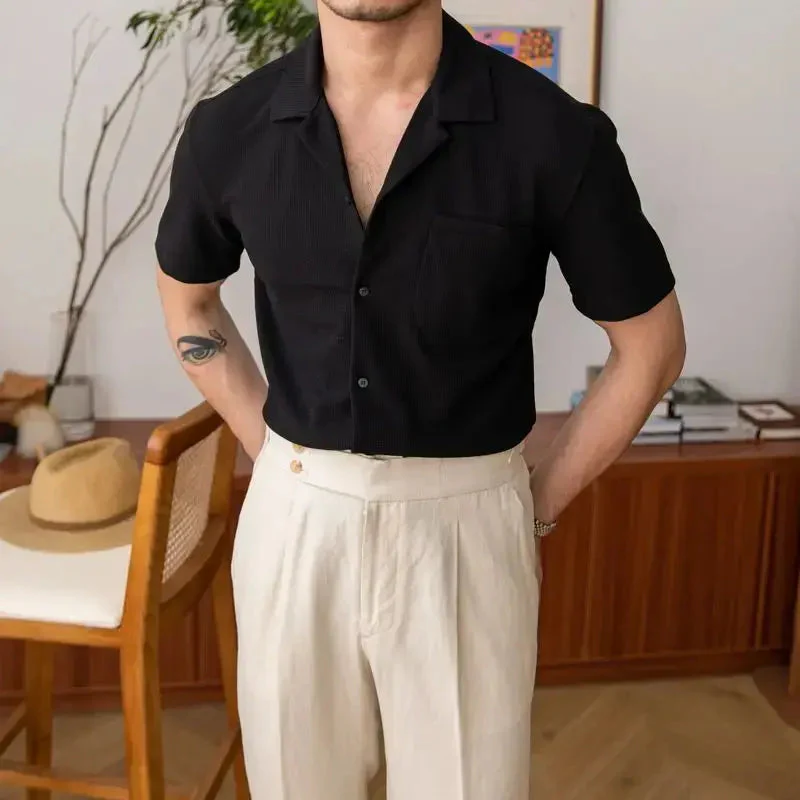 Chemise homme manches courtes col classique boutonnée - Image 5