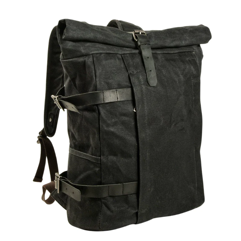 Grand sac à dos en cuir avec compartiments zippés