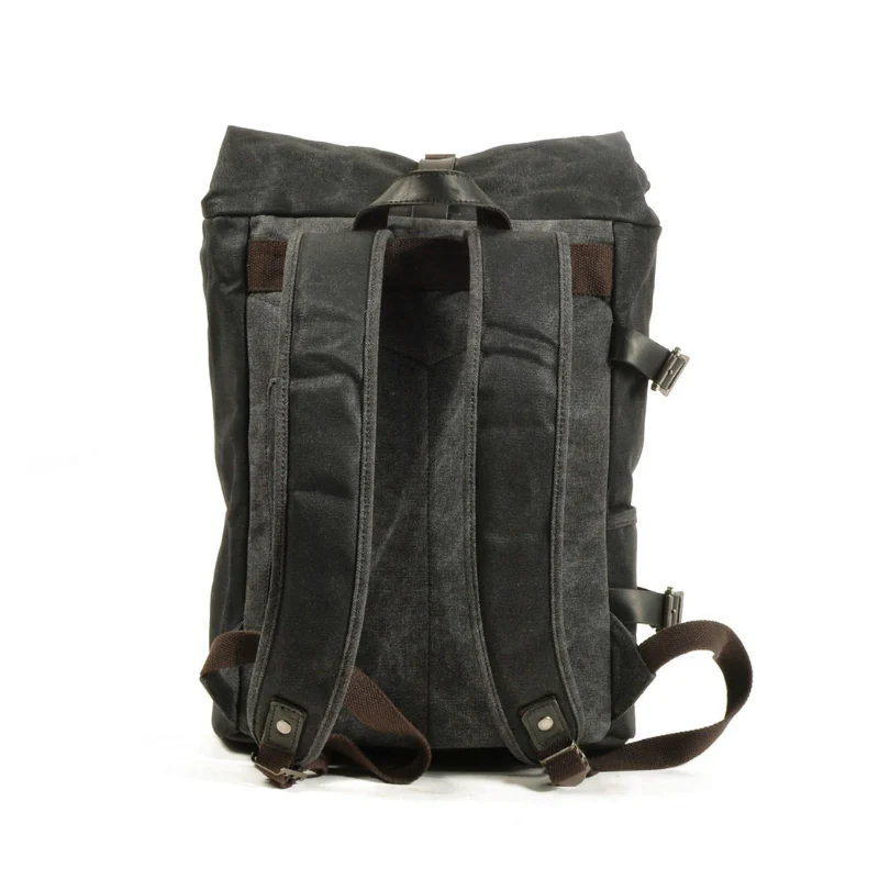 Grand sac à dos en cuir avec compartiments zippés - Image 5