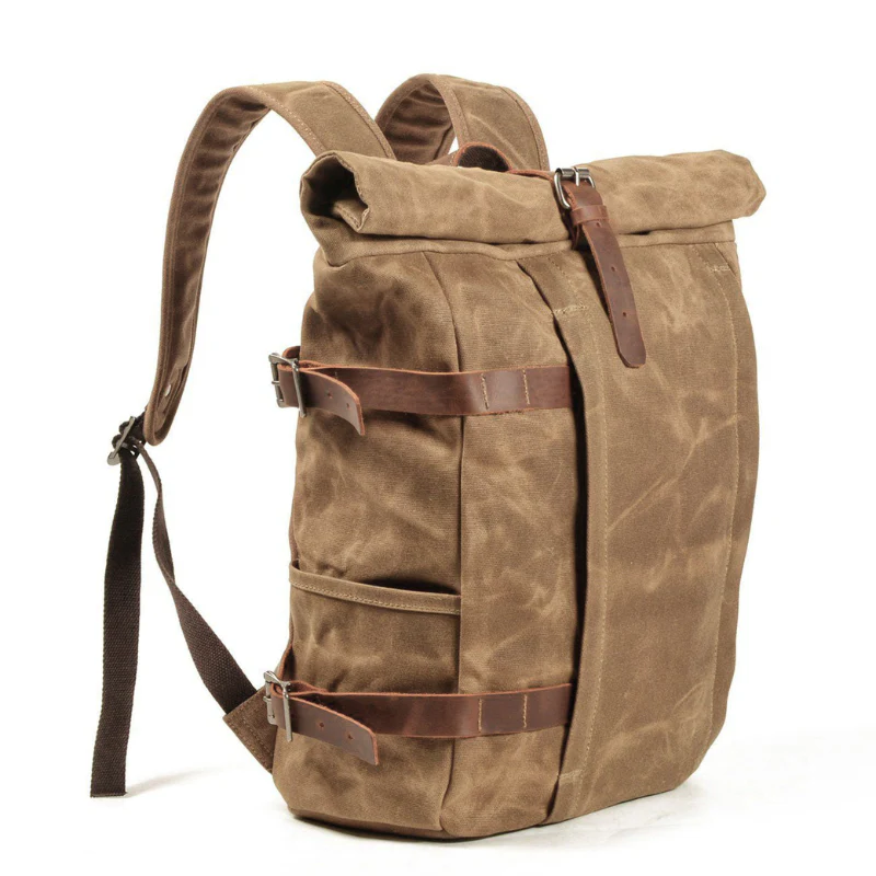 Grand sac à dos en cuir avec compartiments zippés - Image 7