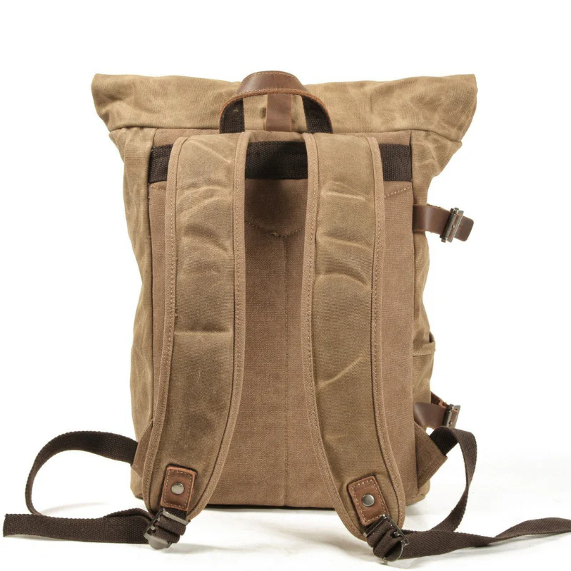 Grand sac à dos en cuir avec compartiments zippés - Image 8