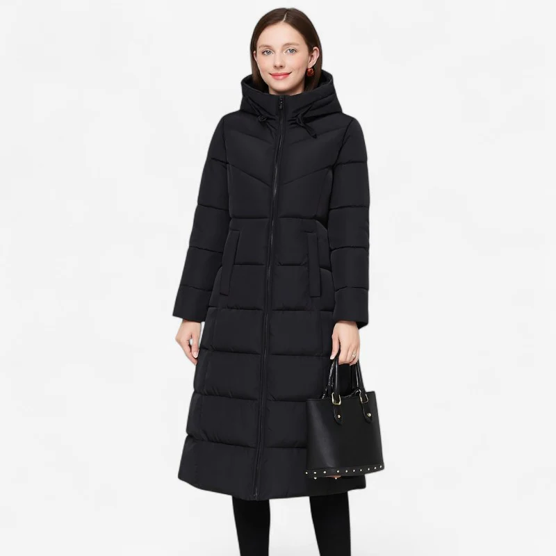 Manteau long femme à fermeture éclair manches longues