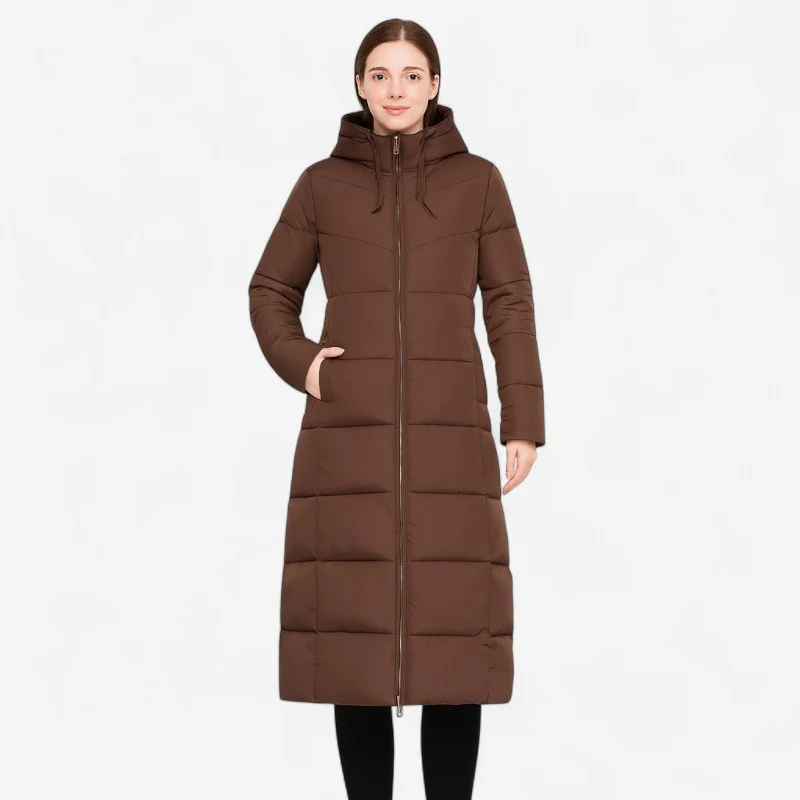Manteau long femme à fermeture éclair manches longues - Image 2