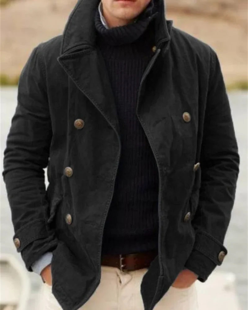 Veste en jean homme col rabattu manches longues