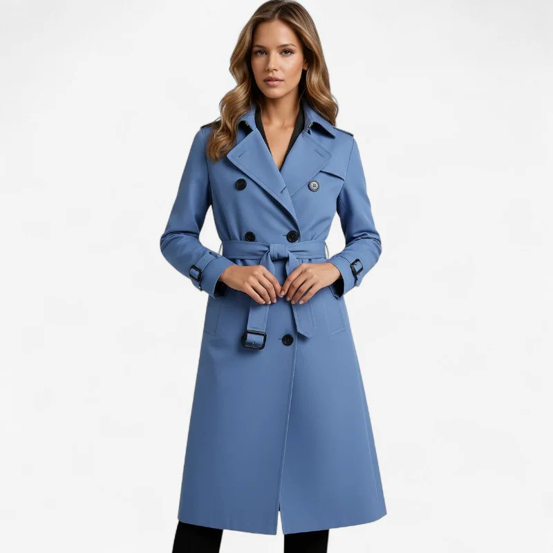 Trench-coat long femme avec ceinture et manches longues - Image 4