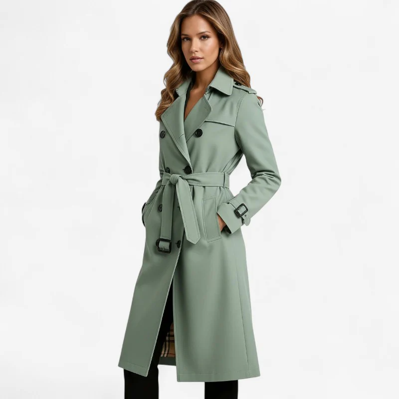 Trench-coat long femme avec ceinture et manches longues - Image 5