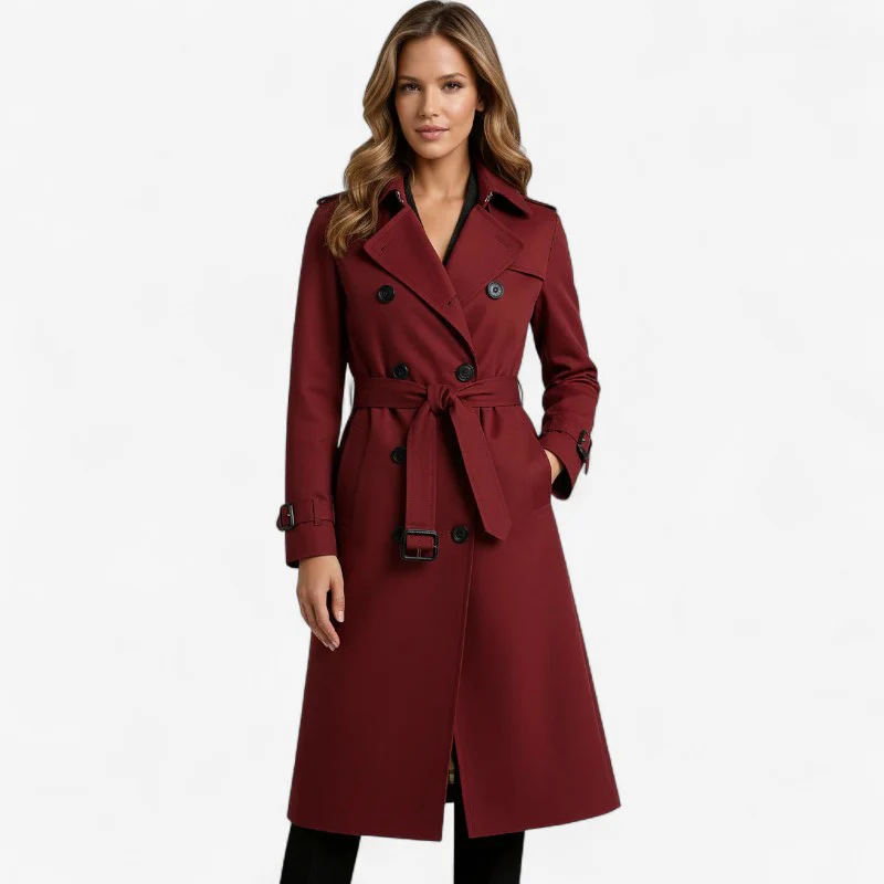 Trench-coat long femme avec ceinture et manches longues - Image 6