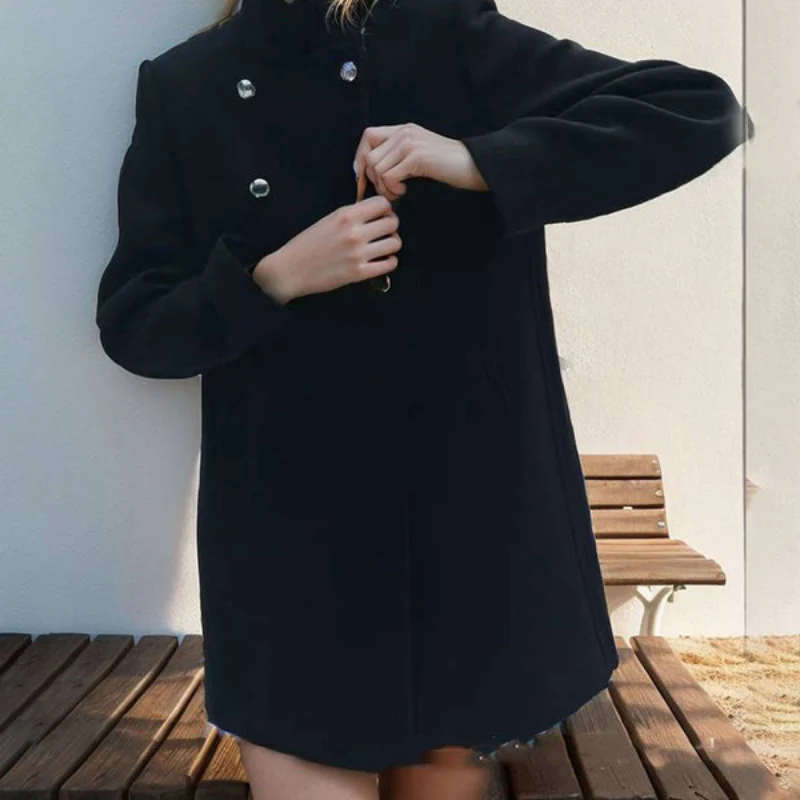 Manteau femme double boutonnage col montant - Image 6