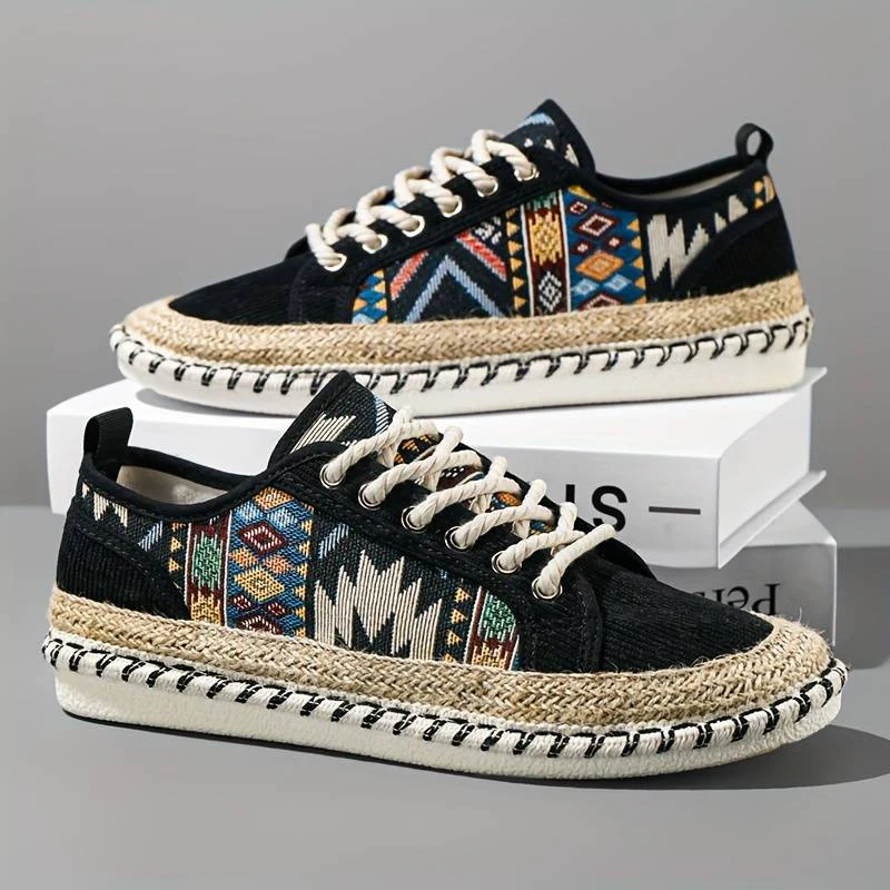 Chaussures imprimées bout rond à lacets semelle plate - Image 3