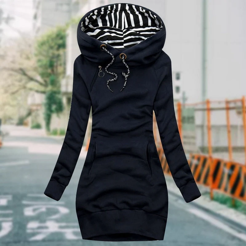 Robe élégante à capuche et manches longues - Image 4