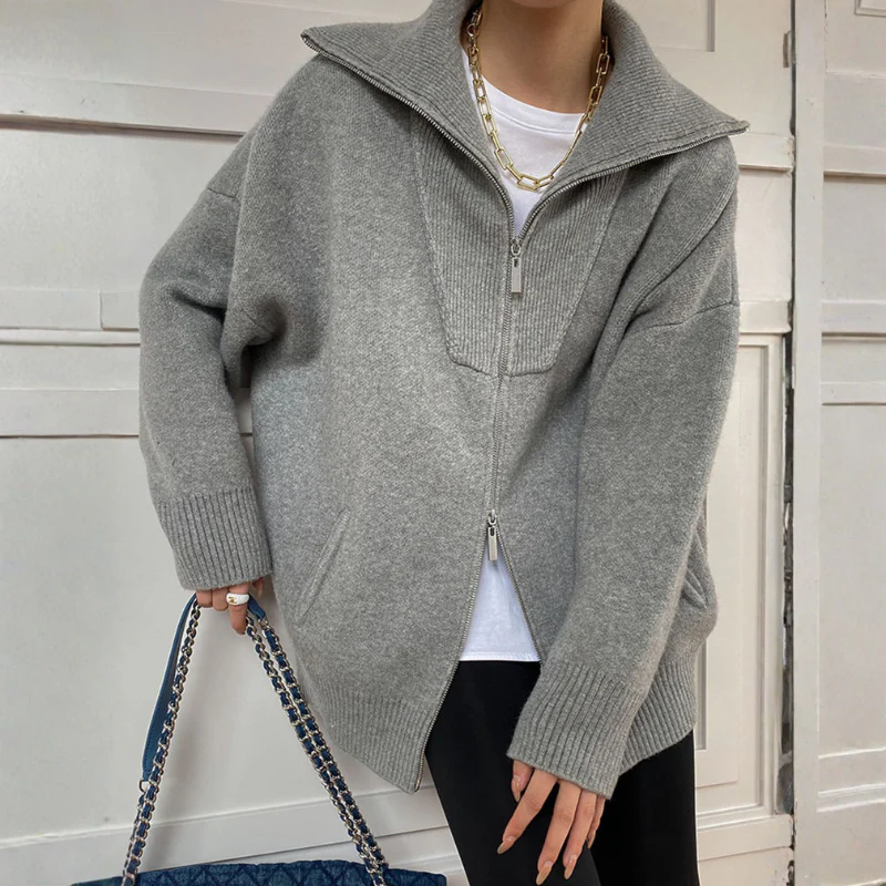 Keira – Gilet en maille à col ouvert et demi-zip - Image 3