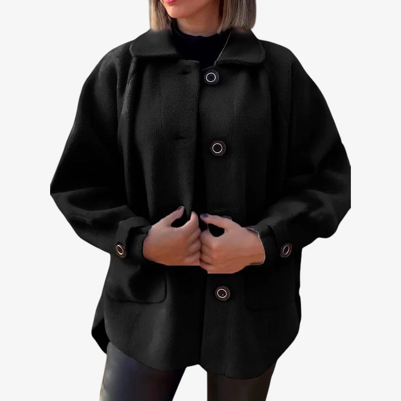Kessia – Veste boutonnée à manches longues avec poches et col replié - Image 2