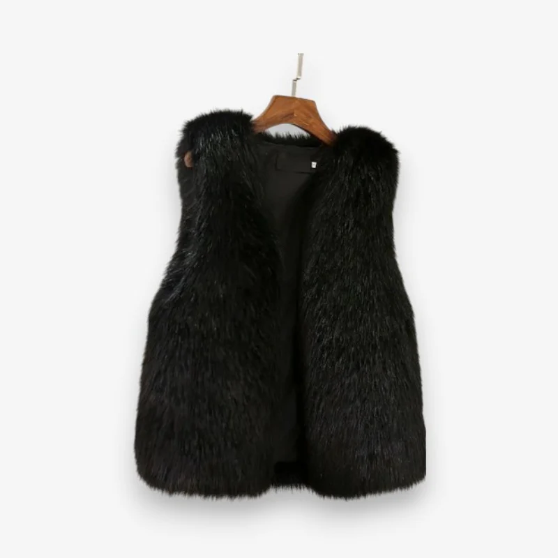 Gilet sans manches femme texture effet fourrure