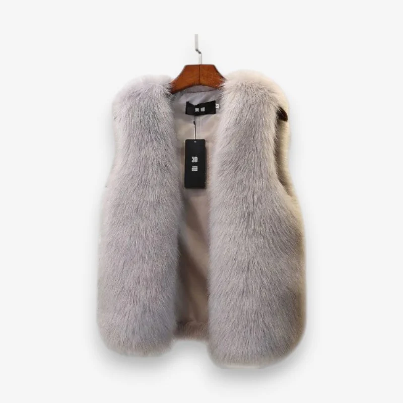 Gilet sans manches femme texture effet fourrure - Image 3
