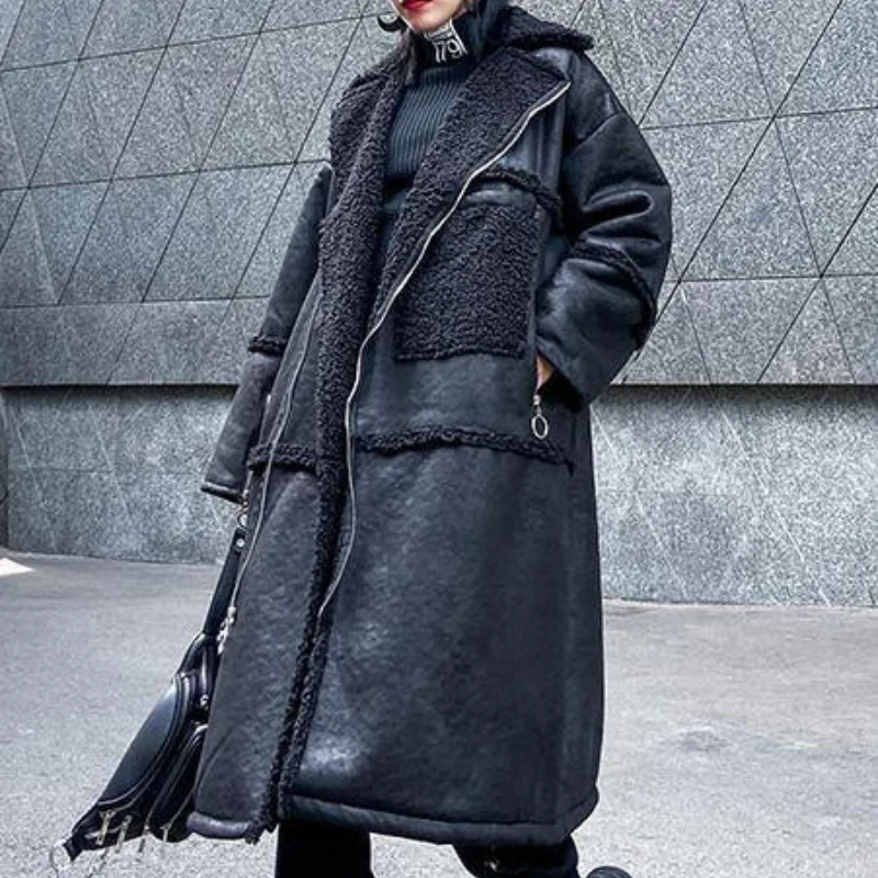 Manteau femme manches longues zippé col à revers - Image 2