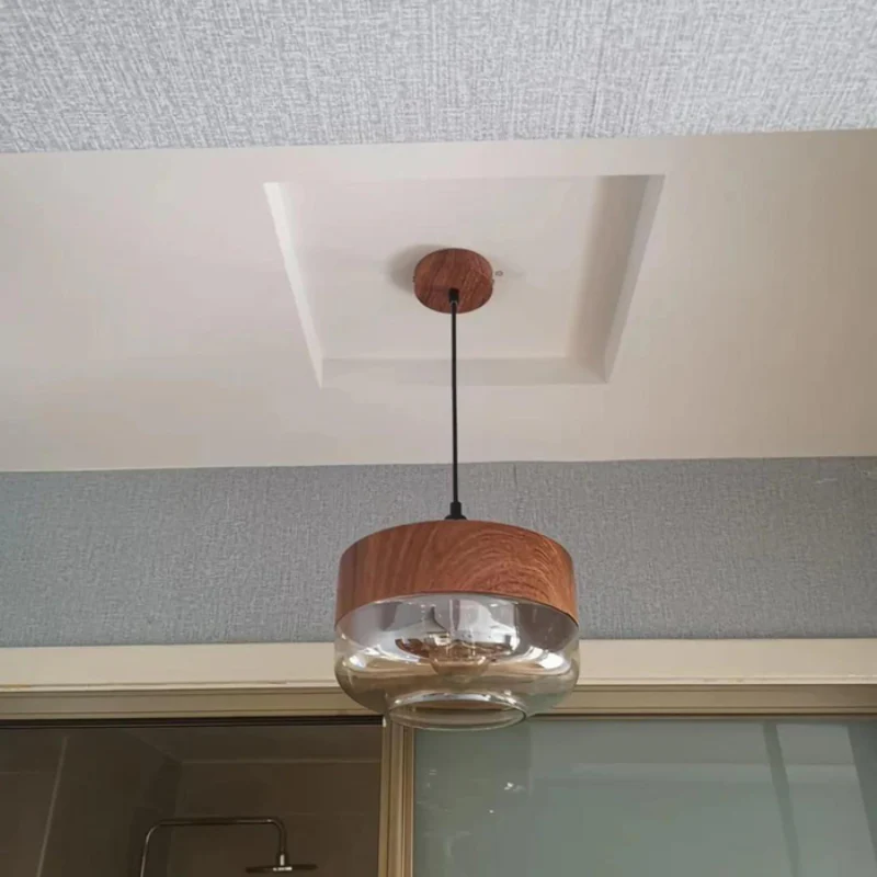Lampe suspendue LED de plafond au design artistique en bois - Image 5