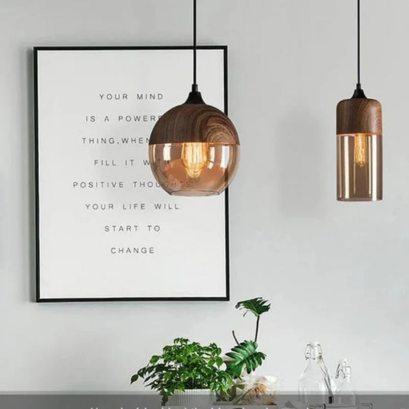 Lampe suspendue LED de plafond au design artistique en bois - Image 6
