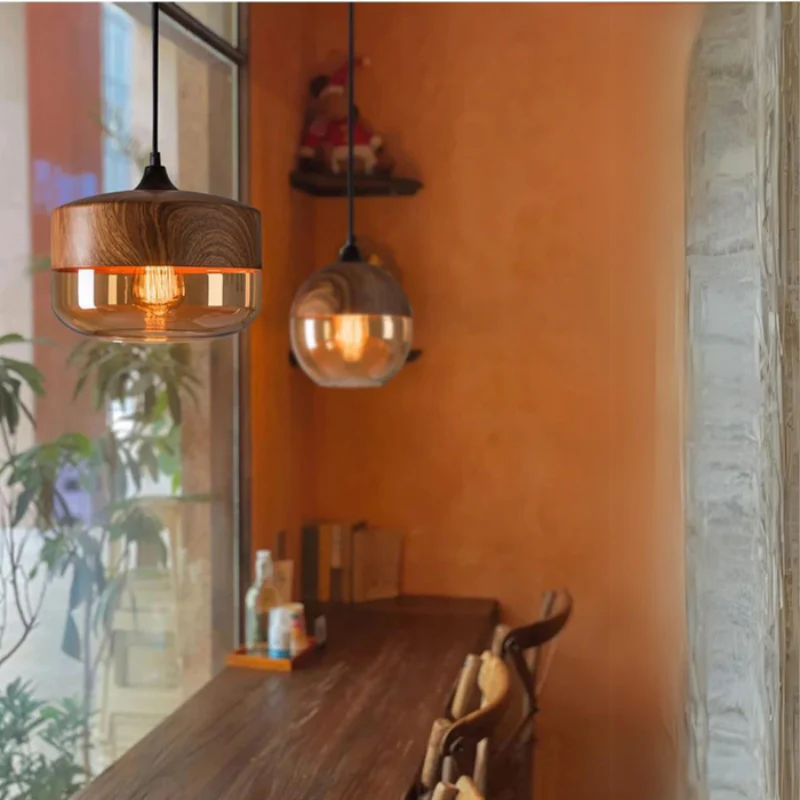 Lampe suspendue LED de plafond au design artistique en bois - Image 9