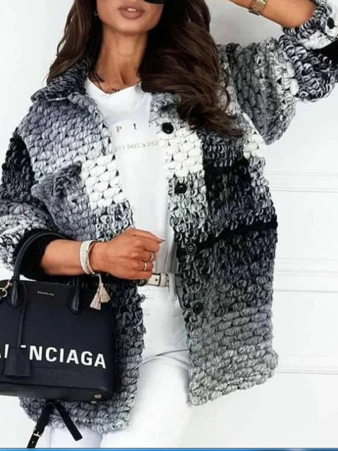 Cardigan femme tricot épais avec crochet et poches - Image 2