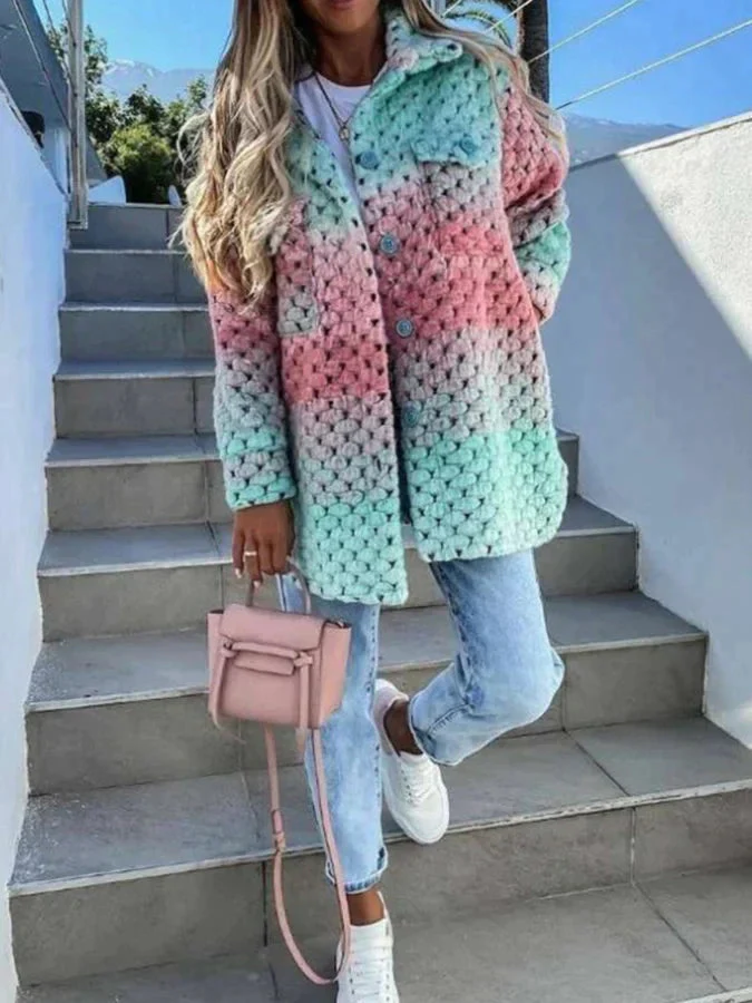 Cardigan femme tricot épais avec crochet et poches - Image 5