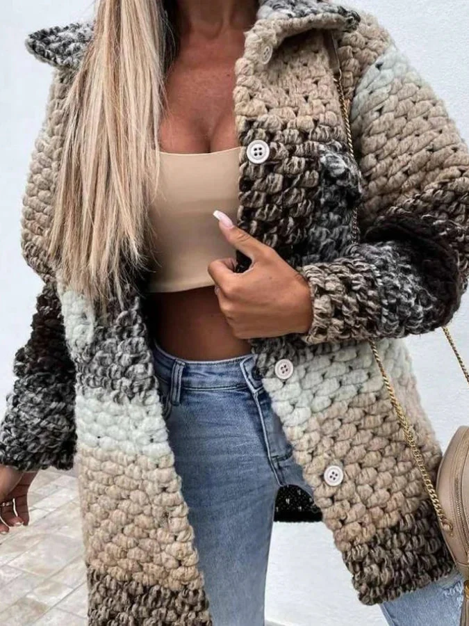 Cardigan femme tricot épais avec crochet et poches - Image 6