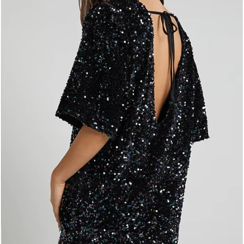Robe longue femme dos en V profond - Image 4