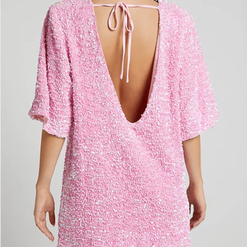 Robe longue femme dos en V profond - Image 5