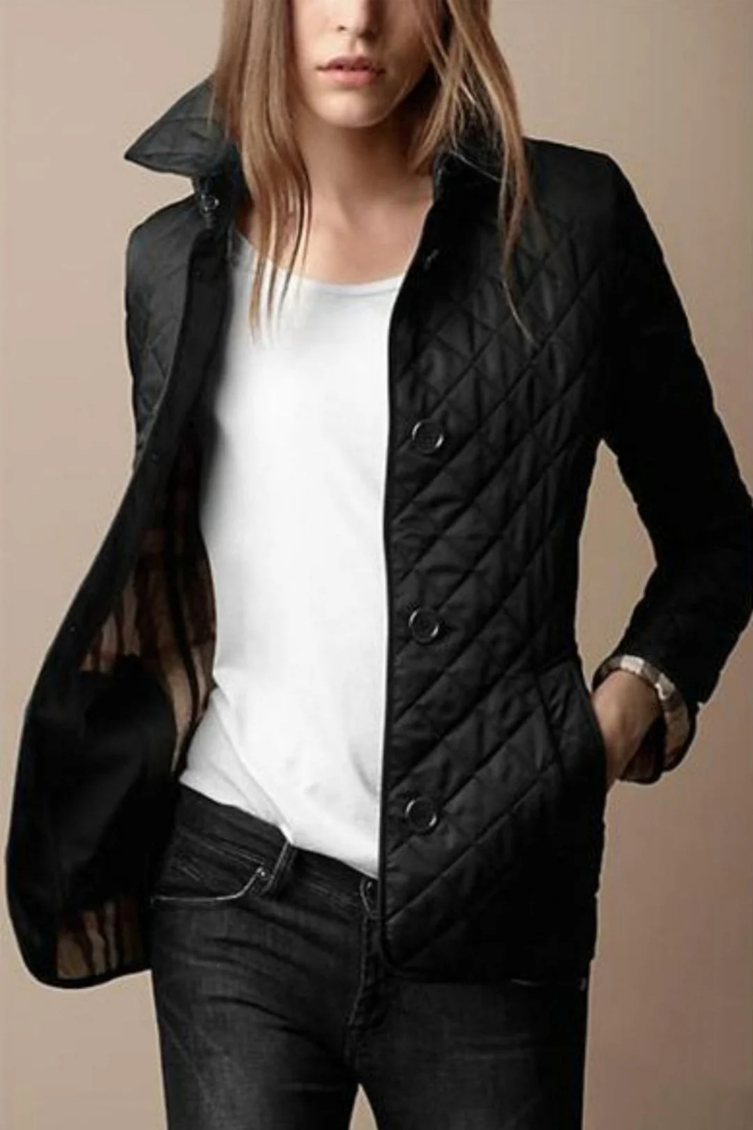 Veste boutonnée élégante à manches longues pour femme