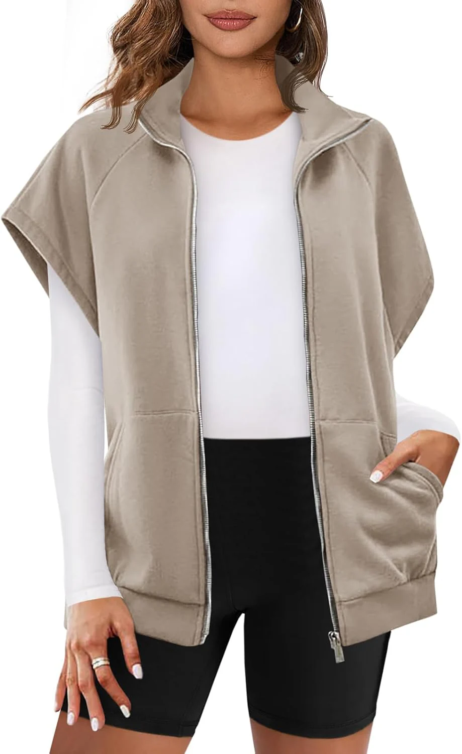 Gilet sans manches zippé femme avec poches