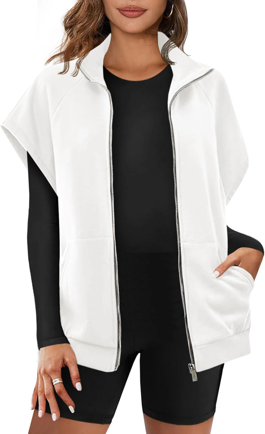 Gilet sans manches zippé femme avec poches - Image 3