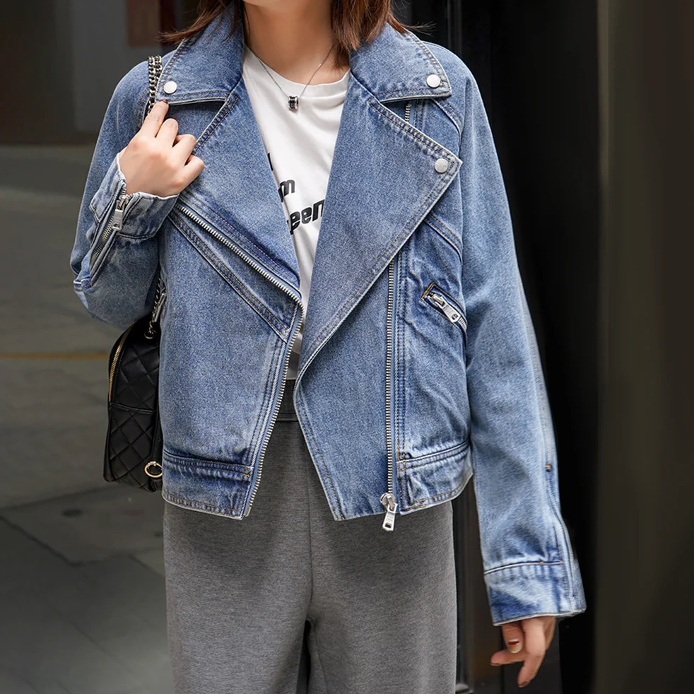 Veste en jean délavé vintage femme