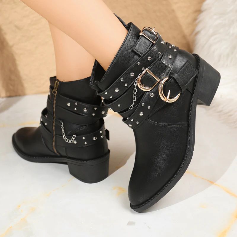 Leena – Bottines à bout pointu et fermeture éclair à rivets - Image 4