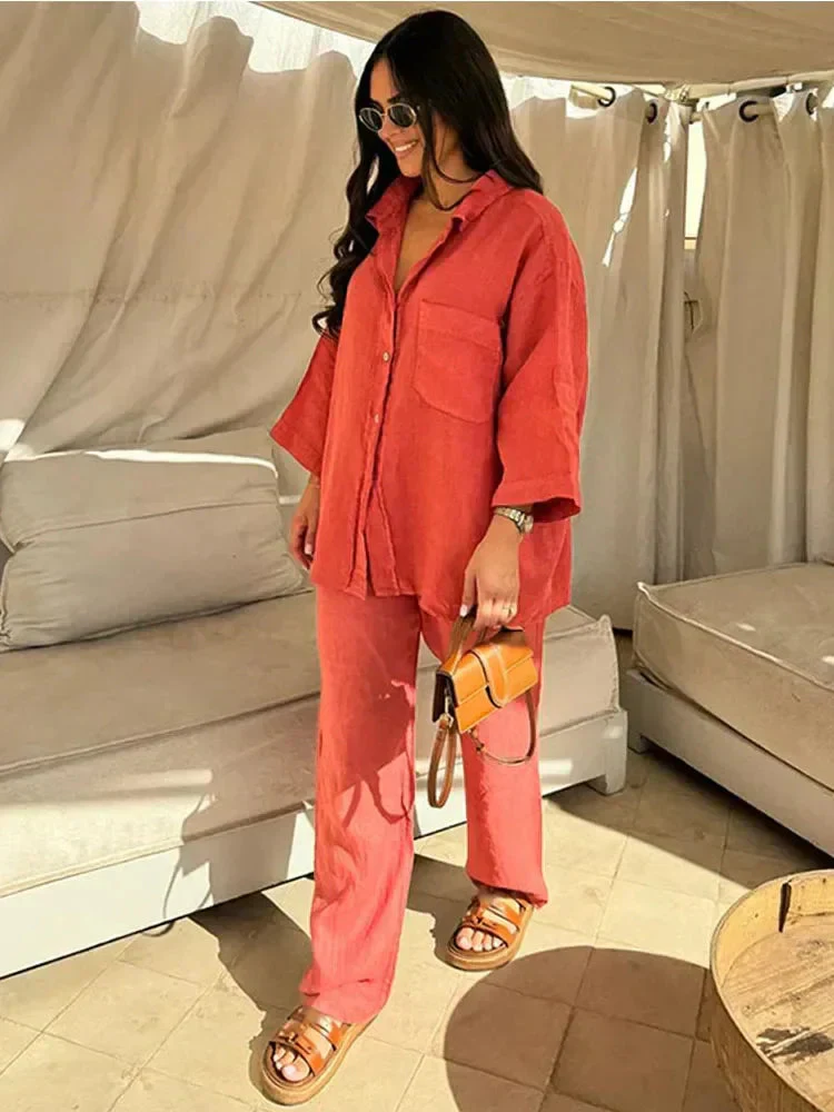 Lena - Ensemble taille haute chic avec poches et pantalon large - Image 5