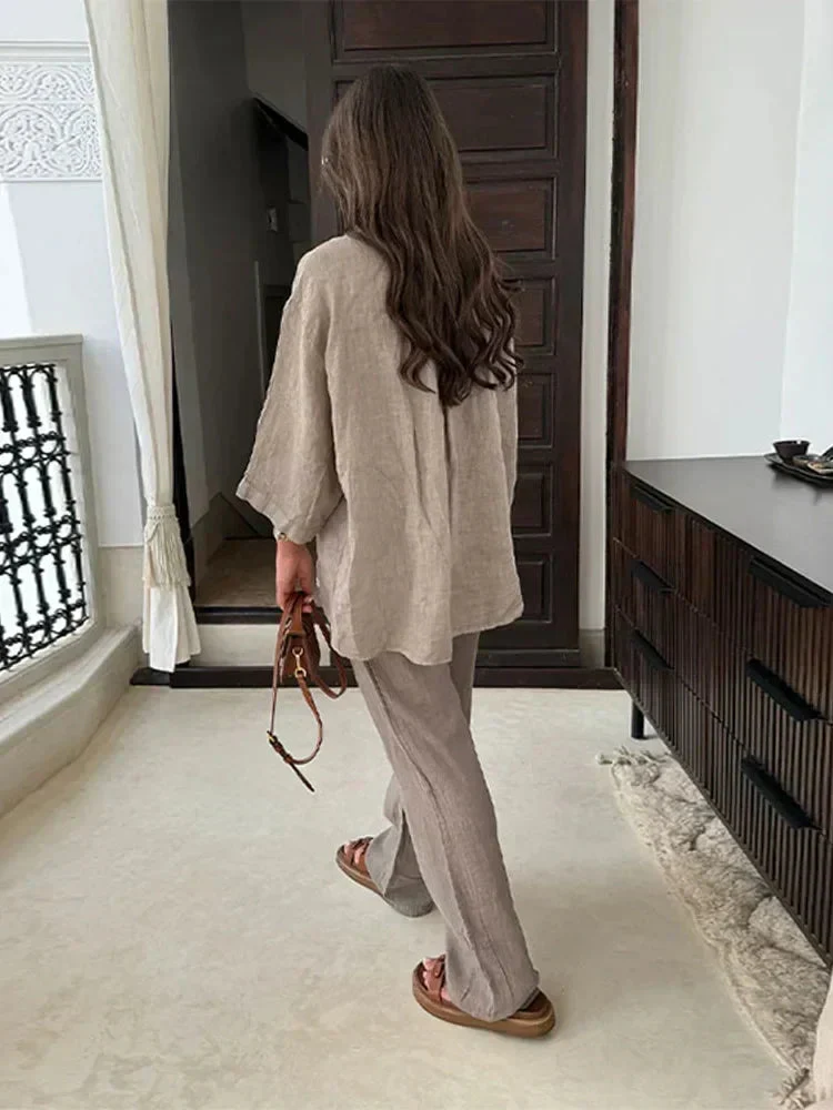 Lena - Ensemble taille haute chic avec poches et pantalon large - Image 7
