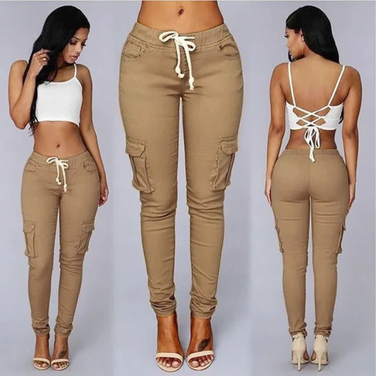 Pantalon taille haute Lena plusieurs poches coupe décontractée - Image 2