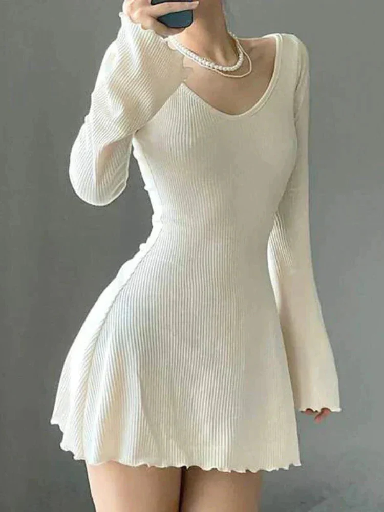 Robe Midi Décontractée à Col en V - Image 2