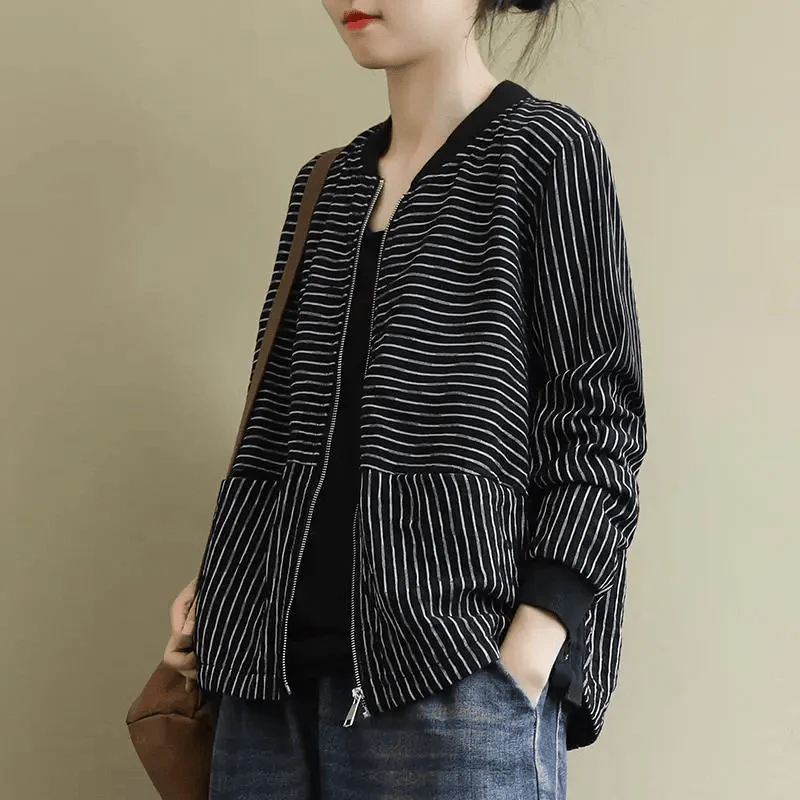 Veste imprimée manches longues zippée col rond - Image 4